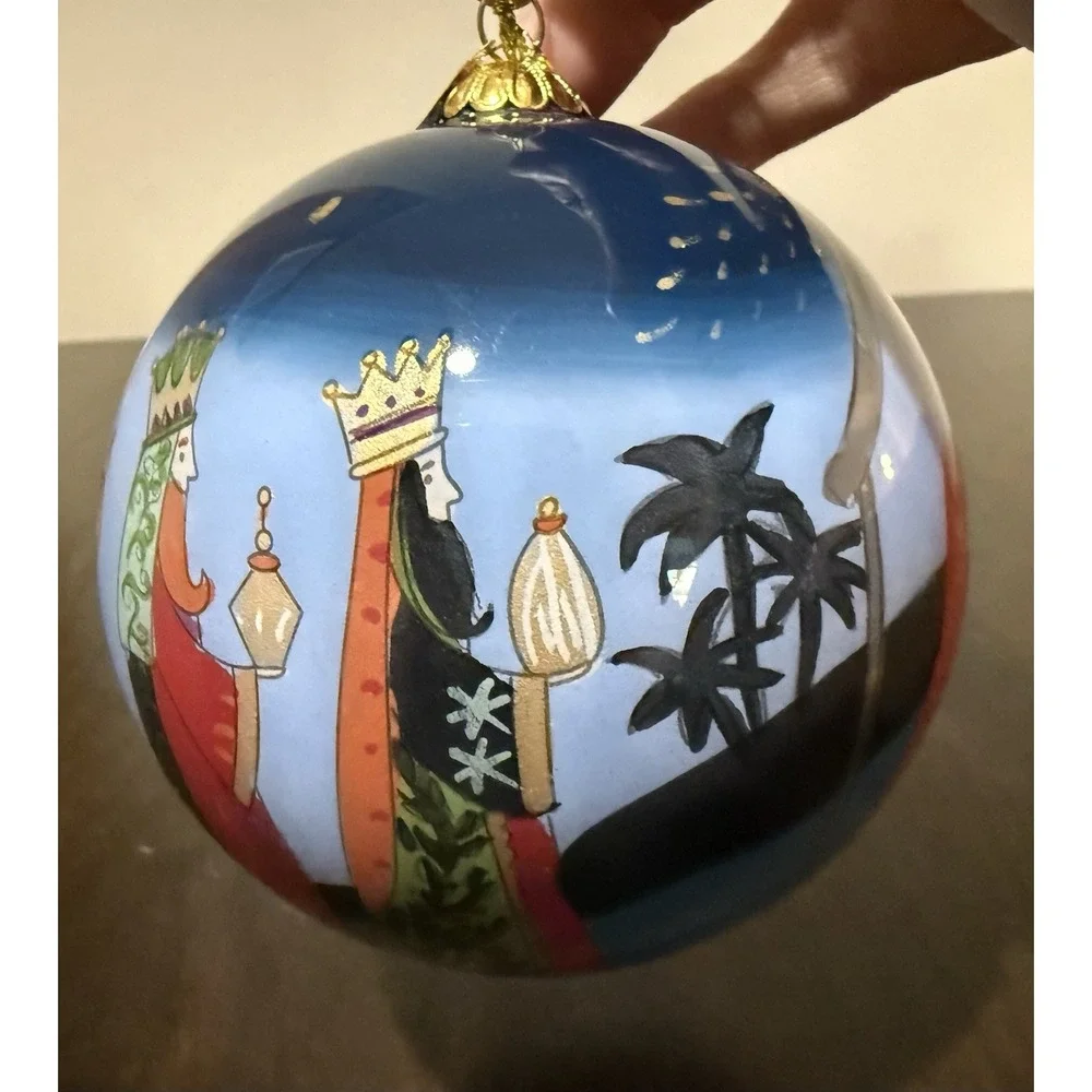 Pier 1 LI BIEN Manger Nativity Christmas Baby Jesus Glass Ornament, 2019